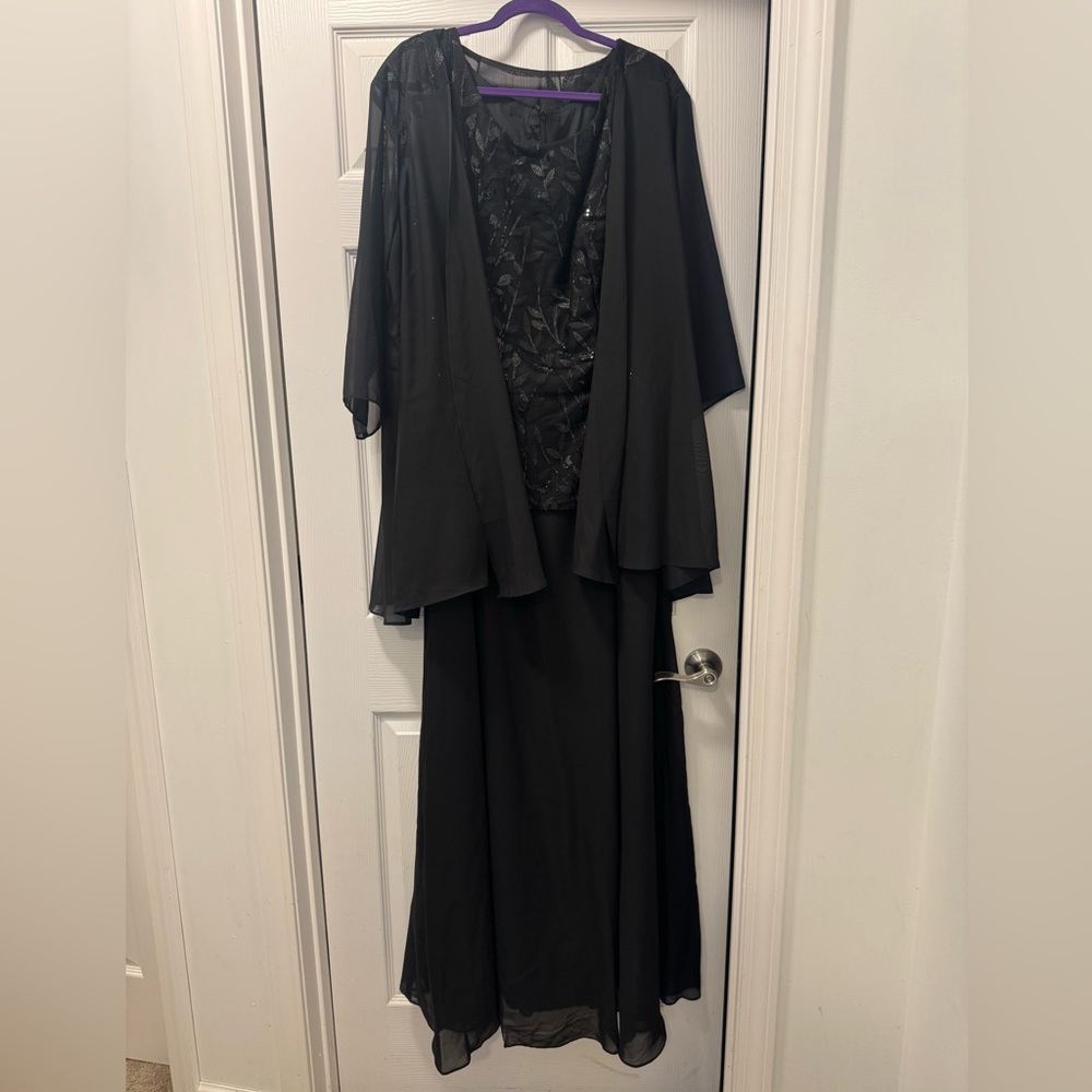 Elegant Black Evening Gown with Sheer Overlay